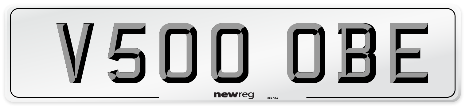 V500 OBE Number Plate from New Reg